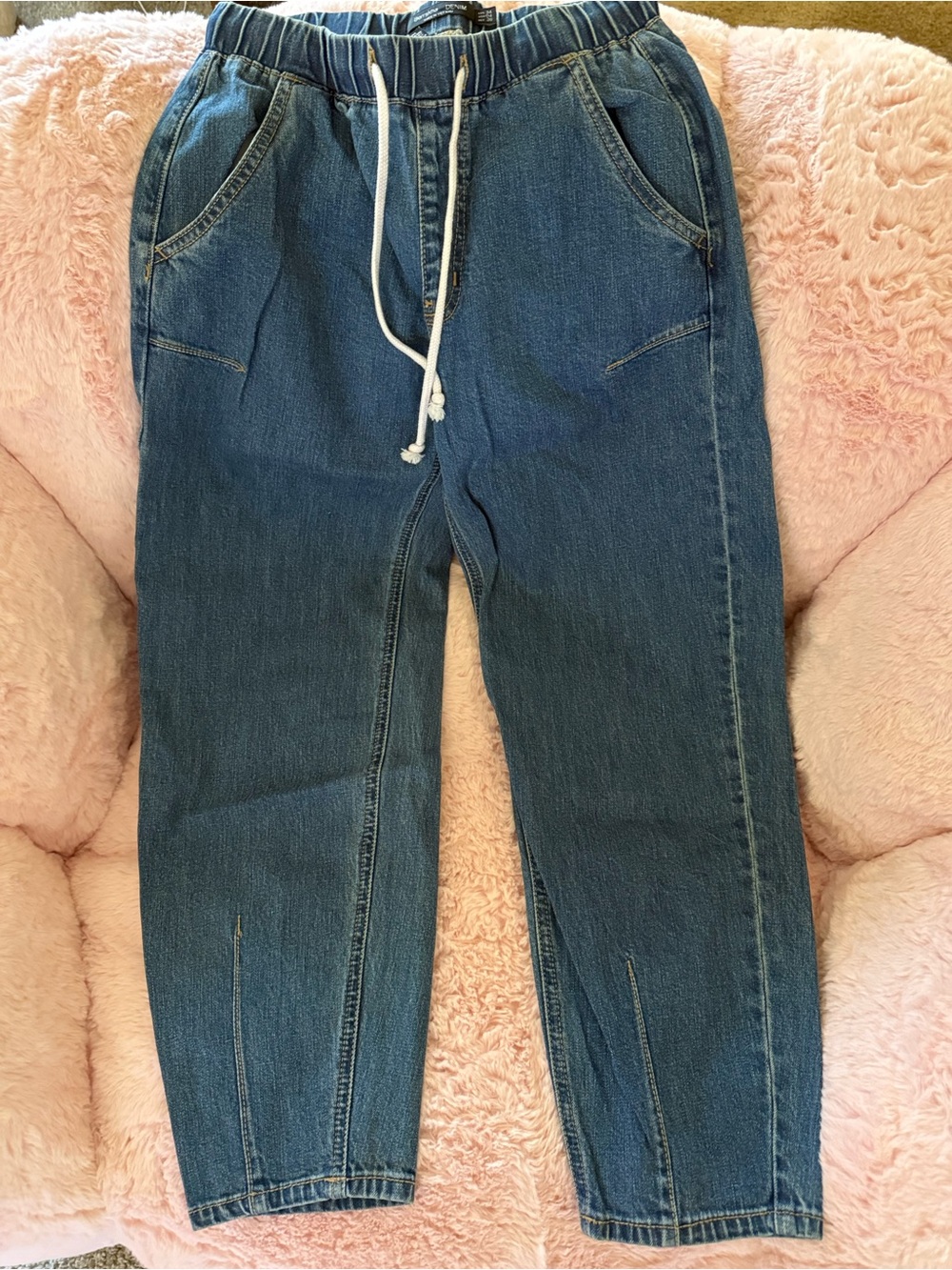 Women's Blue Denim Jogger Jeans - Casual Pull-On Style